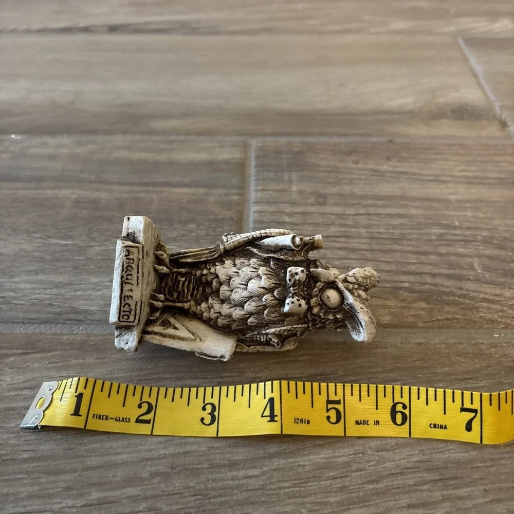 Brown &‎ White Resin Owl Decorative Figurine Scholar
